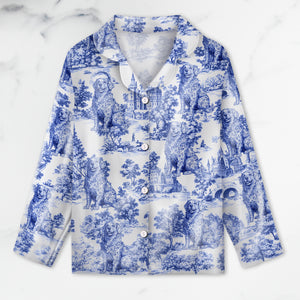 Custom Dog Breeds Chinoiserie Toile De Jouy Style Personalized Satin Pajamas HA75 892542