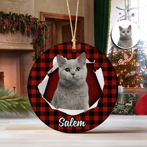 Custom Photo Cat Ceramic Ornament Christmas Gift For Cat Lovers HA75 897454