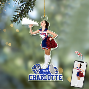 Custom Photo Cheerleading Team Christmas Gift Acrylic Ornament HA75 897344
