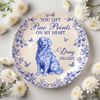 Custom Dog Breeds You Left Paw Prints On My Heart Chinoiserie Toile De Jouy Style Personalized Memorial Ceramic Plate HA75 892652