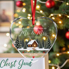 Custom Name Winter Cabin Our First Christmas As Mr & Mrs Married Glass Ornament, Newlywed Gift LM32 669965