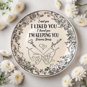 I'm Keeping You Forever Chinoiserie Toile De Jouy Style Couple Personalized Ceramic Plate Gift For Husband Wife, Anniversary HA75 892648