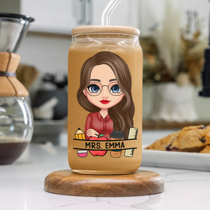 Personalized Teach Love Inspire Glass Can With Lid Gift For Teacher HA75 892630