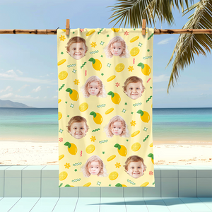 Custom Photo Fruits Beach Towel With Name, Vacation Gift CH07 895820