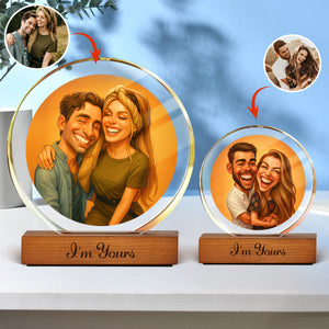 Caricature Wall Art For Funny Couples Round Acrylic Block Plaque LM32 895011