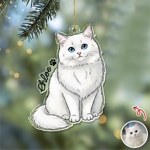 Custom Cute Cat Photo Portrait Christmas Decoration Acrylic Ornament LM32 895715
