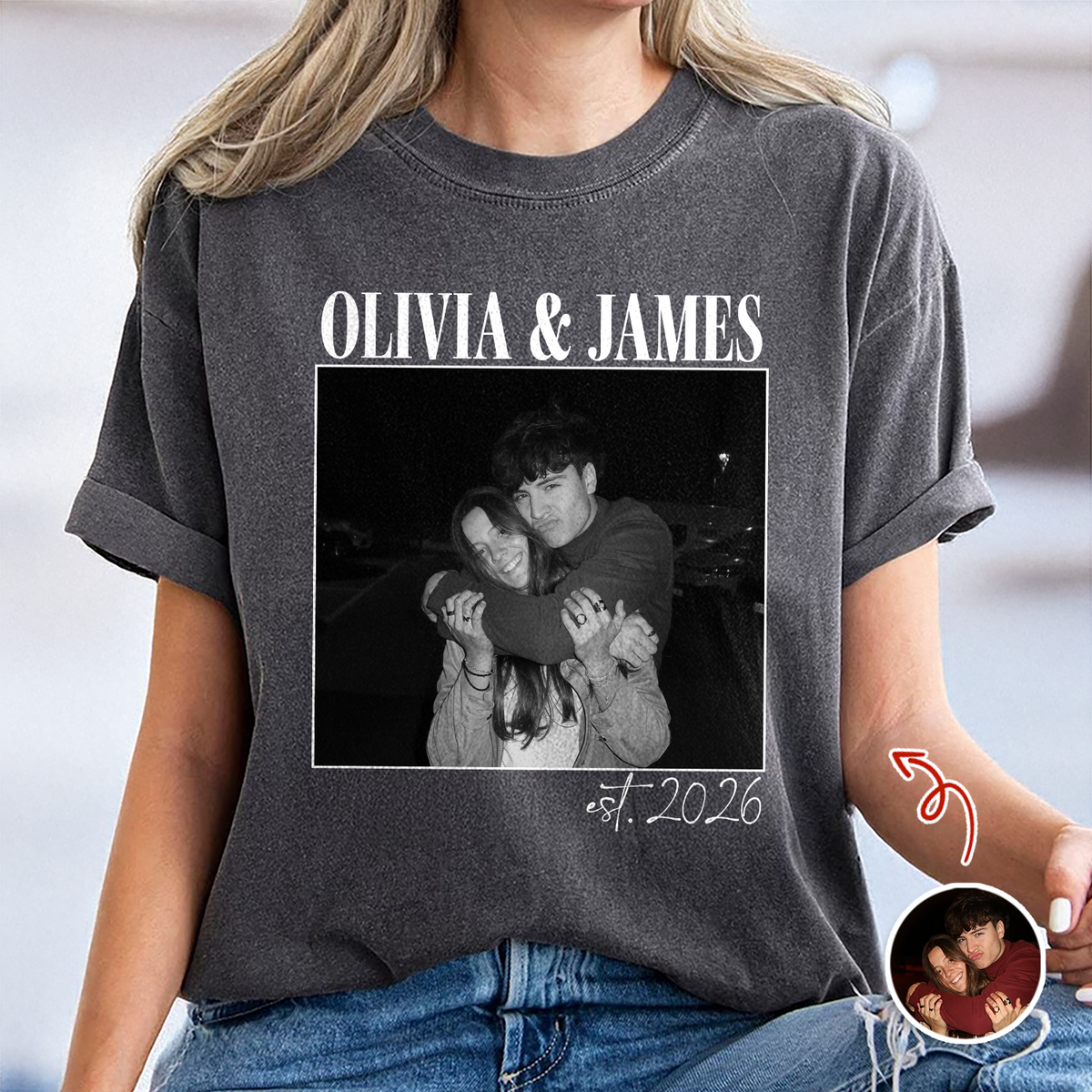Custom Photo Couple Engagement Comfort Shirt, Vintage Couple Shirt, Wedding Anniversary Gift, Couple Gift HO82 903110