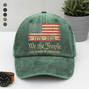 America 250th Birthday US Flag 250 Years We The People Washed Denim Baseball Cap HO82 894634