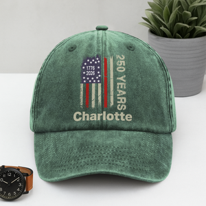 Custom Name America 250 Washed Denim Baseball Cap TH10 896553