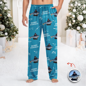 Custom Photo Merry Fishmas Sweatpants Christmas Gift For Fishing Lovers, Fisherman HA75 898126