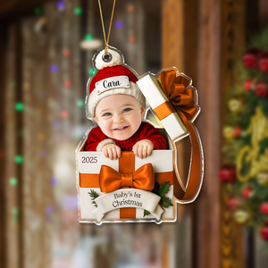 Custom Photo Baby Christmas Gift Box 2D Flat Acrylic Ornament LM32 897211