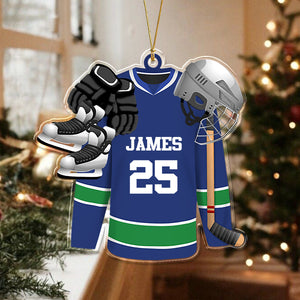 Personalized Hockey Skates Helmet And Stick Acrylic Ornament Gift For Hockey Lovers HO82 900034