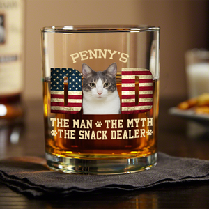 Custom Photo Cat Dad The Man The Myth American Flag Dad Rock Glass HA75 892400