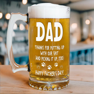Thanks Dad We Woof You New Version - Personalized Beer Glass Mug TH10 892567