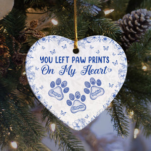 You Left Paw Prints On My Heart Personalized Dog Cat Memorial Heart Shaped Ceramic Ornament CH07 896992