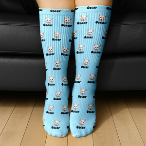 Custom Pet Portrait Socks – Personalized Dog/Cat/Person Photo & Name Gift TH10 896681