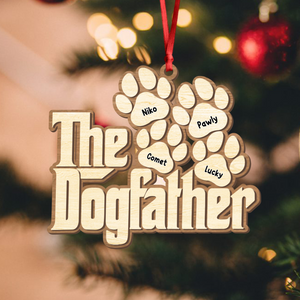 Custom Name Dogfather Christmas 2 Layers Wooden Ornament Gift For Dog Lover TH10 896633