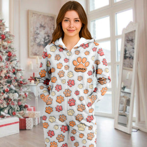 Custom Name On Dog Paw 3D Effect Personalized Onesie Pajamas TH10 896645