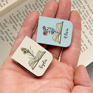 Custom Leather Birth Flower Leather Magnetic Bookmark For Book Lovers CH07 899518