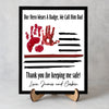 Custom Kid Hand Down Thank To Dad 2-Layered Wooden Plaque With Stand LM32 893555