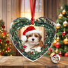 Custom Photo Dog Personalized Heart Shaped Glass Ornament For Christmas HA75 897468