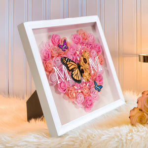 We Love You Mom - Personalized Butterfly Mom Flower Shadow Box CH07 895460