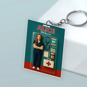 Custom Photo 3D Effect Nurse Figure Acrylic Keychain HO82 893912