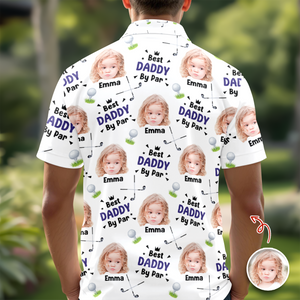 Personalized Best Dad By Par Stick Figures Kid Polo Shirt Gift For Golfer, Golf Lovers HO82 900818