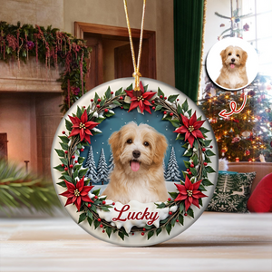 Custom Photo Dog Personalized Ceramic Ornament For Christmas HA75 897060