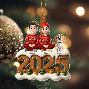 You & Me And The Dog Cozy Xmas Crew Acrylic Ornament Personalized Gift For Christmas HO82 900114