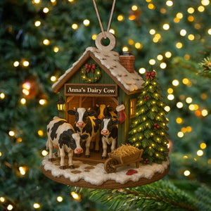 Custom Wood Ornament Gifts For Women, Men - Moo Love, Moo Christmas LM32 895553