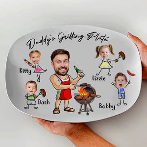 Custom Funny Face Daddy's Grilling Plate Platter Father's Day Gift CH07 895866