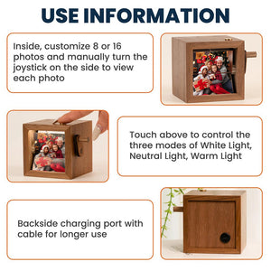 Custom Family Photo Flipbook Frame Wooden Gift for Mom, Dad Unique Home Decor HA75 898426