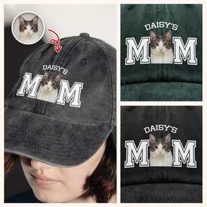 Custom Photo Cat Dad, Cat Mom Washed Denim Baseball Cap HA75 897222