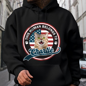 Custom Photo This Human Belongs To Dog Cat Dark Shirt HA75 892558