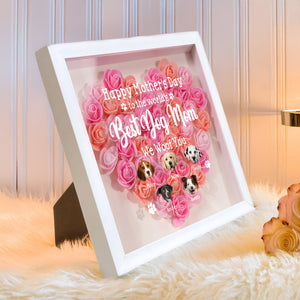 Custom Cute Dog Face To Dog Mom Heart Flower Shadow Box For Mother's Day LM32 893275