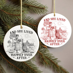 And She Lived Happily Ever After Dog Toile De Jouy Personalized Ceramic Ornament HO82 900162