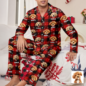 Custom Dog Photo Name Christmas Light Snow Pajamas CH07 899594