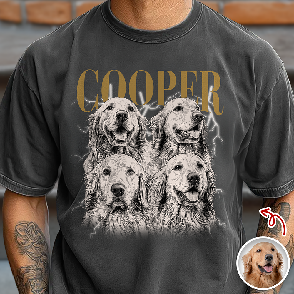 Custom Vintage Dog Photo Comfort Shirt - Personalized Gift for Dog Lovers CH07 180100