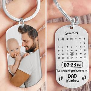 Custom Photo Memory Calendar The Day You Became My Daddy Metal Keychain LM32 893223