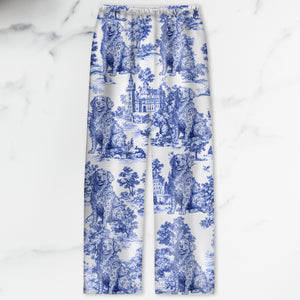 Custom Dog Breeds Chinoiserie Toile De Jouy Style Personalized Satin Pajamas HA75 892542