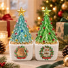 Custom Dog Cat Photo Christmas Wreath Mini Ceramic Pot With Glass Christmas Tree HO82 903626
