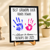 Personalized DIY Handprint Sign - Best Dad Ever Sign Wooden Plaque With Stand TH10 892983
