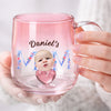 Custom Photo Mom With Floral Pink Gradient Glass Mug - Gift For Grandma, Mom, Mother's Day HO82 901762