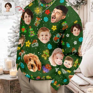 Custom Funny Face Light Up Christmas Ugly Sweater CH07 896802
