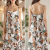Custom Human Photo Floral Style Women's V-Neck Cami Maxi Dress HO82 893602