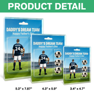 Daddy's Dream Team Soccer With Kids' Names Acrylic Block Plaque Personalized Gift For Father's Day, For Soccer Lover HO82 893766