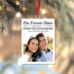 Custom Photo The Forever Times Acrylic Ornament Christmas Gift For Couples HO82 894732