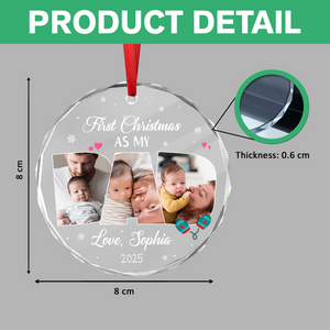 Custom Photo First Christmas As My Dad Circle Glass Ornament CH07 899036