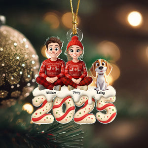 Personalized Family Christmas With Dog Acrylic Ornament HA75 897992